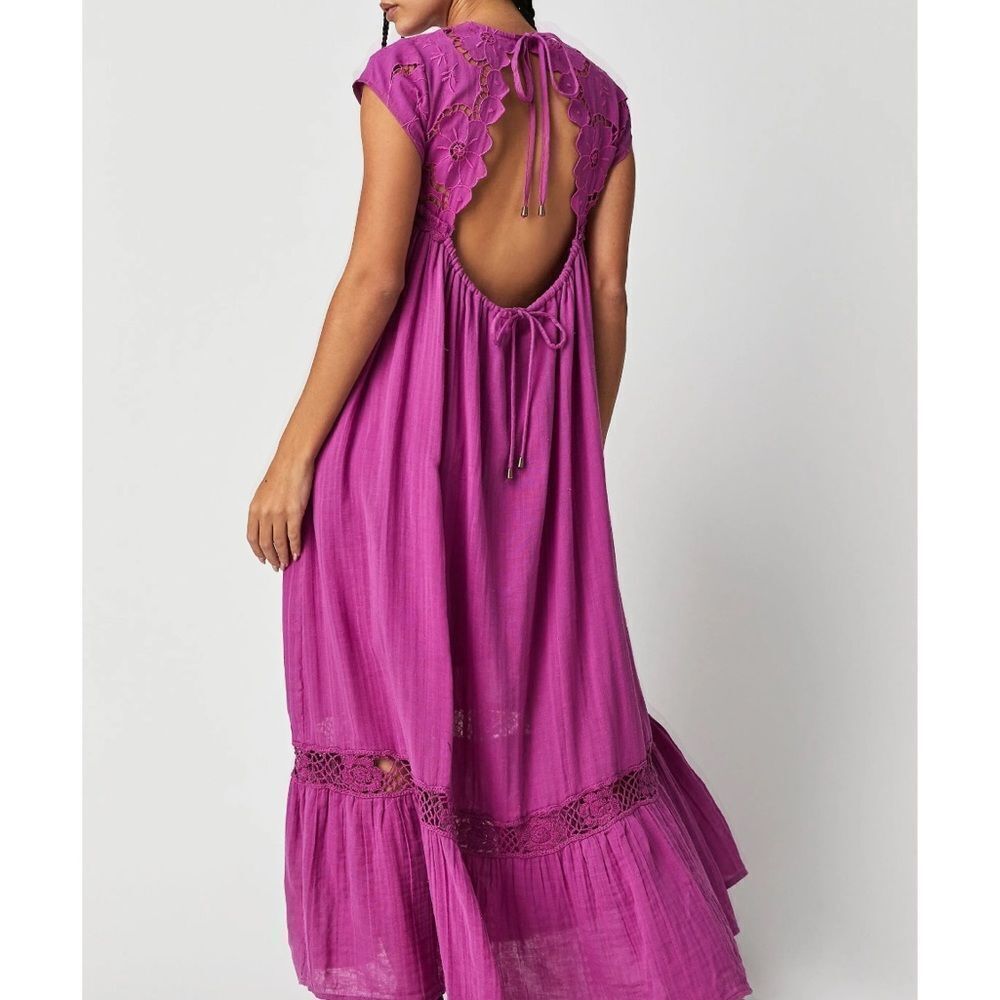 Free People Cutwork Tee Maxi Dress in Summer Bloom NWOT - Picture 2 of 6